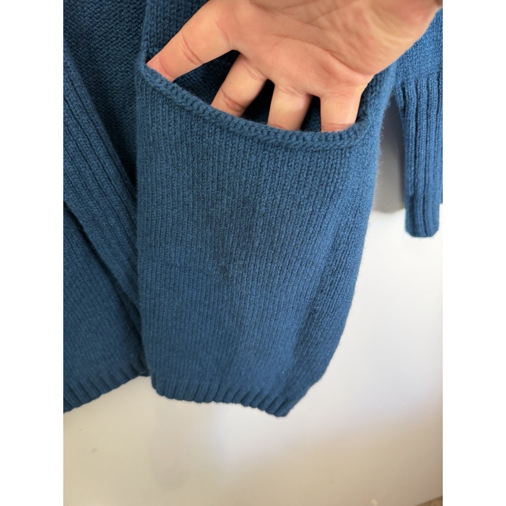 VTG Kerry Woolen Mills Ireland Pure New Wool Open Cardigan Blue Sz L/XL - Picture 7 of 10